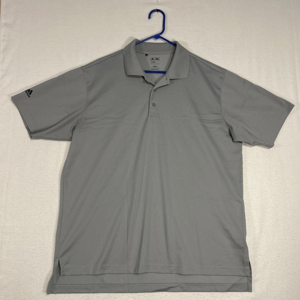 Adidas Golf Polo Shirt Mens Large Gray Climalite Performance Short Sleeve Z28618
